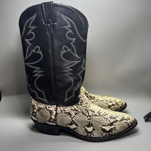Larry Mahan Men's Cowboy Boots In Python Snake‎ Skin Leather Size 13 D